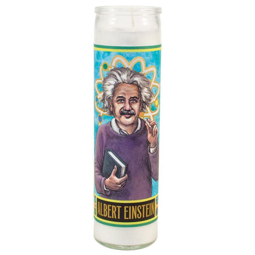 Glass Candle with Albert Einstein 