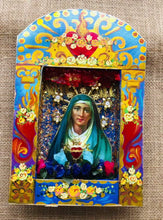 Load and play video in Gallery viewer, Our Lady of Sorrows with Heart Shrine 26.5cm - Mexican Handmade Folk Art
