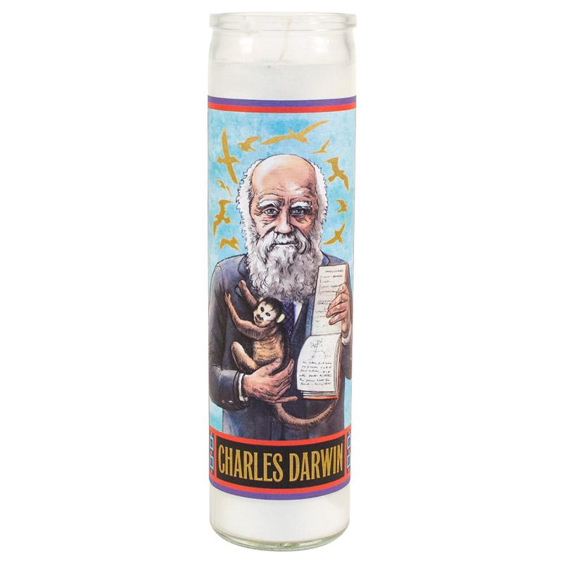 Set of 5 Darwin Secular Saint Candles Glass  - The Unemployed Philosophers Guild -