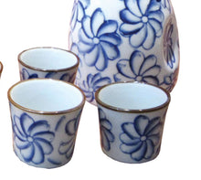 Load image into Gallery viewer, Blue Floral Sake Set Porcelain
