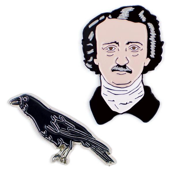 Edgar Allan Poe & The Raven Enamel Pins Set