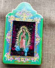 Load and play video in Gallery viewer, Our Lady of Guadalupe Green Shrine 26cm - Mexican Folk Art
