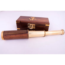 Load image into Gallery viewer, Telescope in Brass and Wood with Box L26cm
