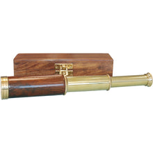 Load image into Gallery viewer, wooden and brass telescope with wooden box
