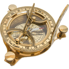 Load image into Gallery viewer, Brass Sundial Compass with Wooden Box

