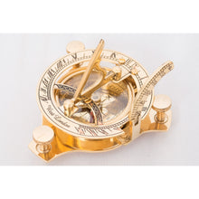 Load image into Gallery viewer, Brass Sundial Compass with Wooden Box
