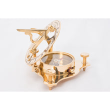 Load image into Gallery viewer, Brass Sundial Compass with Wooden Box
