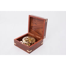Load image into Gallery viewer, Brass Sundial Compass with Wooden Box
