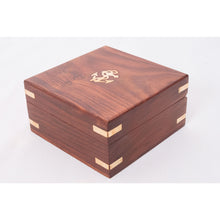 Load image into Gallery viewer, Brass Sundial Compass with Wooden Box

