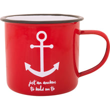 Load image into Gallery viewer, Set of 4 Anchor Red Enamel Mugs
