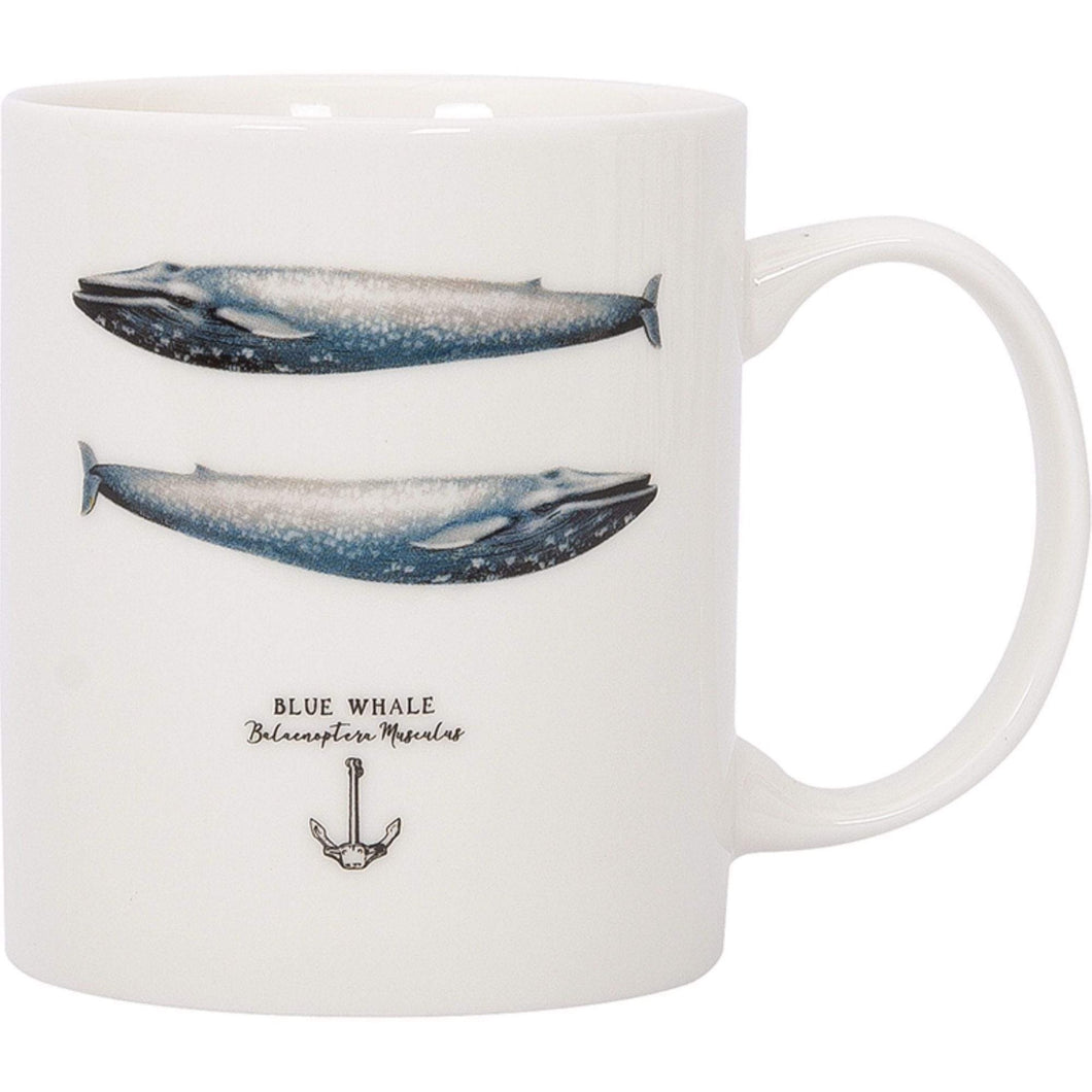 Set of 4 Blue Whale Coffee Mugs Ceramic