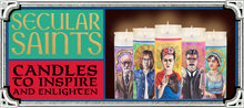 Load image into Gallery viewer, Set of 3 William Shakespeare Secular Saint Candles by The Unemployed Philosophers Guild
