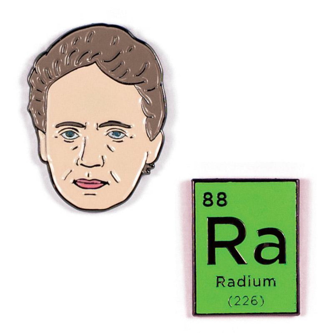 Marie Curie and Radium Pins Set