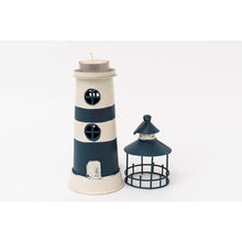 Load image into Gallery viewer, Blue Lighthouse Candle Holder H24cm
