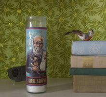 Load image into Gallery viewer, Set of 4 Darwin Secular Saint Candles Glass  - The Unemployed Philosophers Guild -
