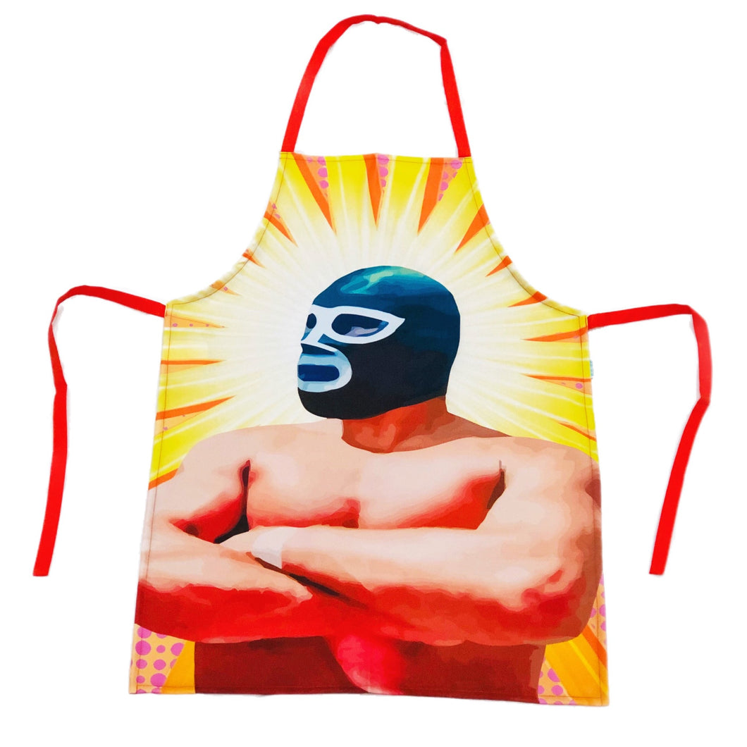 Mexican Wrestling Lucha Libre Yellow Apron - Mexipop Art Design