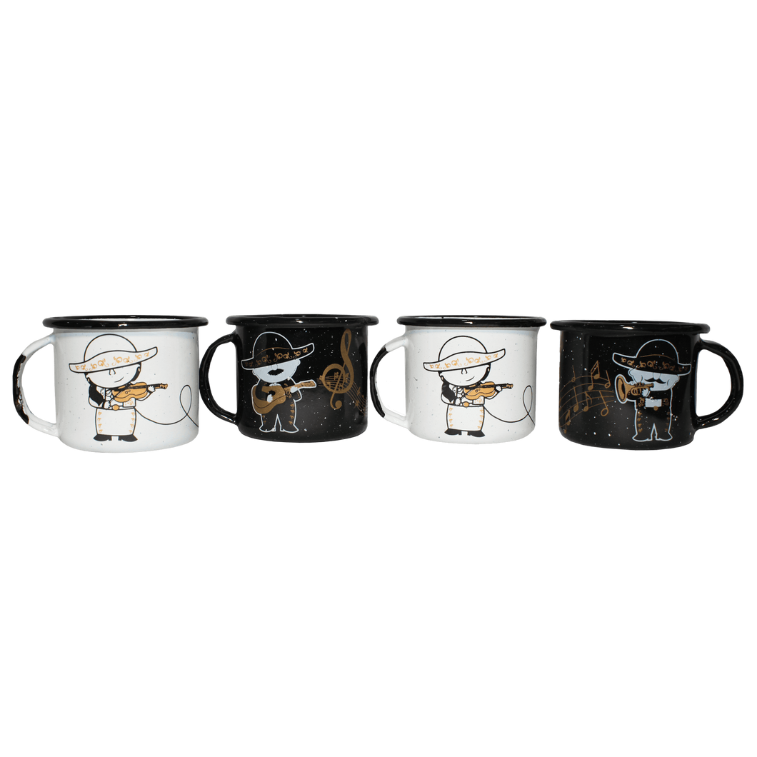 Set of 4 Pewter Mini Mugs Mexican Mariachis - ByMexico