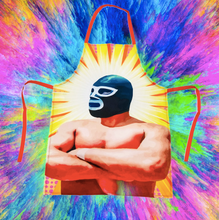 Load image into Gallery viewer, Mexican Wrestling Lucha Libre Yellow Apron – Wajiro Dream MexiPop Art
