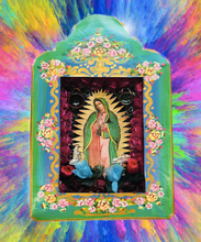 Load image into Gallery viewer, Our Lady of Guadalupe Green Shrine 26cm - Mexican Folk Art
