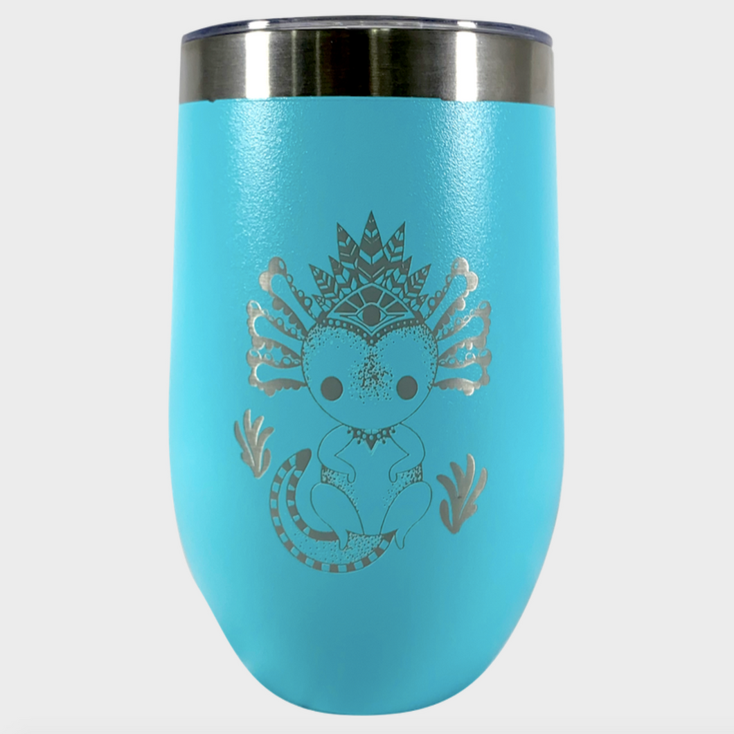 Travel Mug with Lid Mexican Axolotl Iztli - Double Wall Insulated 350ml - ByMexico