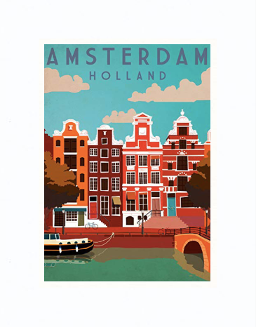 Vintage Amsterdam Paper Poster A4
