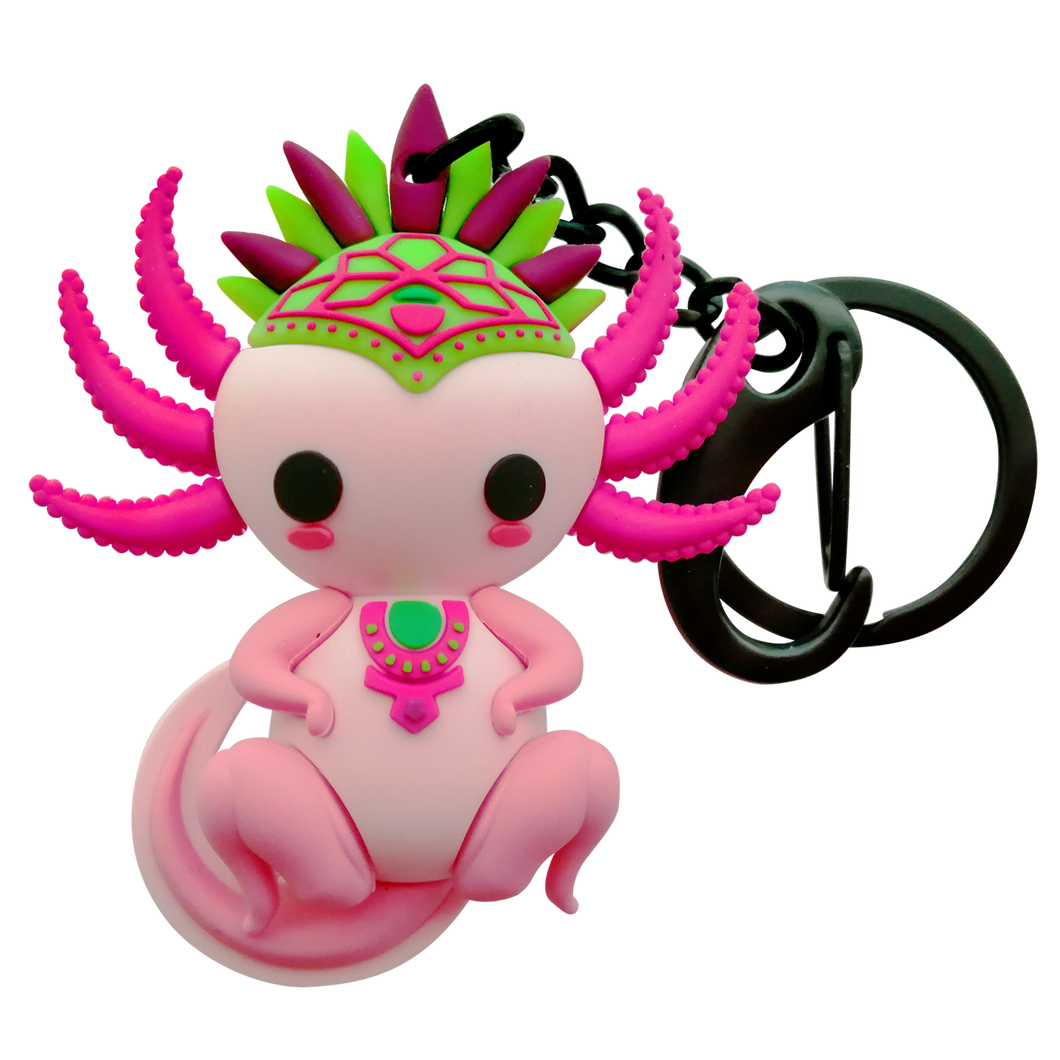 Mexican Pink Yul Axolotl Shaped 3D Keyring 6cm - ByMexico