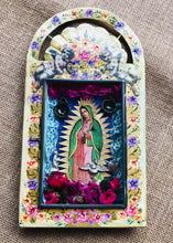 Load and play video in Gallery viewer, Our Lady of Guadalupe Yellow Shrine 27.5cm - Mexican Folk Art

