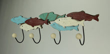 Load image into Gallery viewer, Colourful Wood and Metal School of Fish Wall Hook Rack

