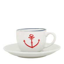 Load image into Gallery viewer, Set of 6 Cups and Saucers Maritime Anchor Ø: 9cm H: 8.5cme

