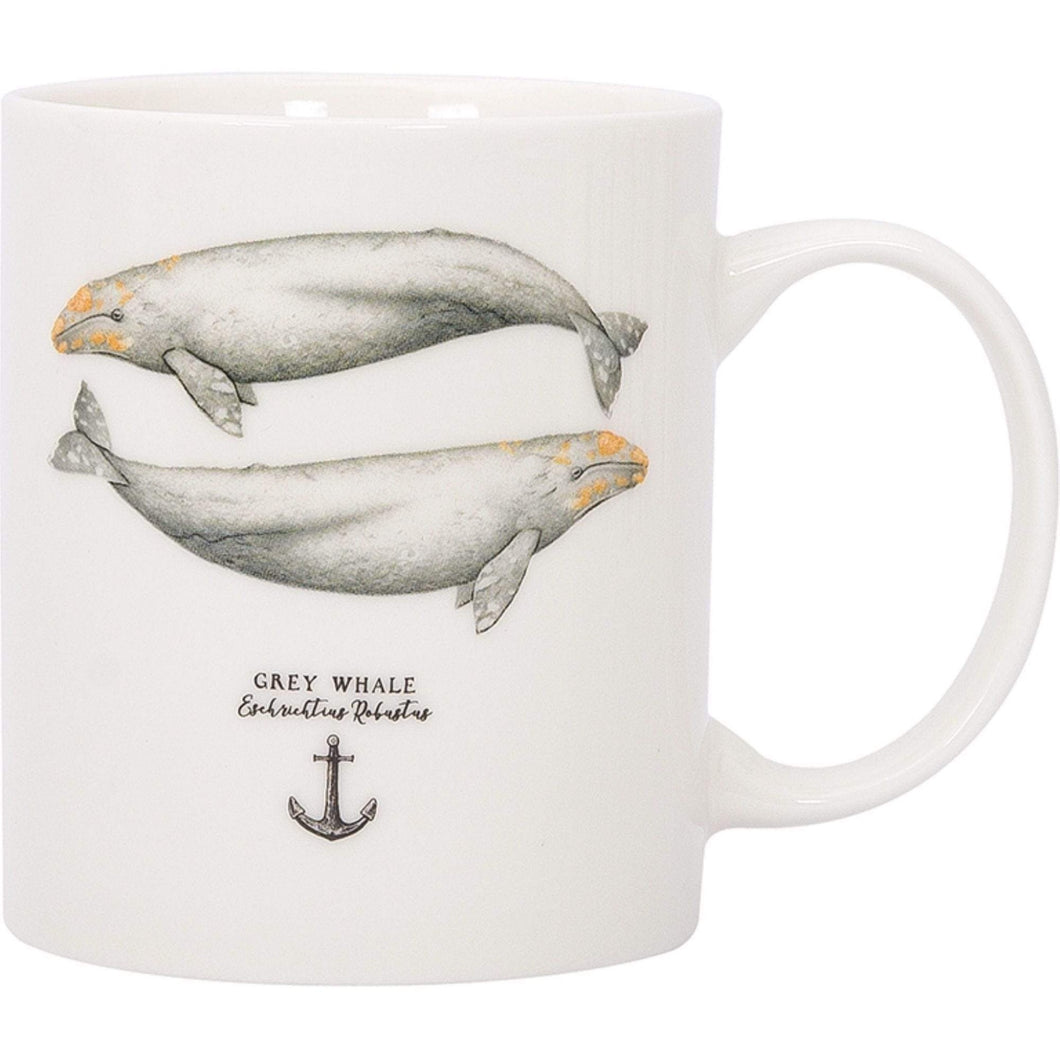 Set of 3 Grey Whale Mugs Ceramic