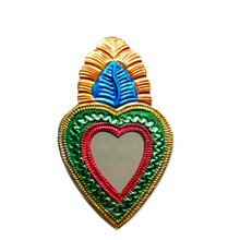 Load image into Gallery viewer, Mexican Mirror Ex-Voto Heart - Handmade 16cm
