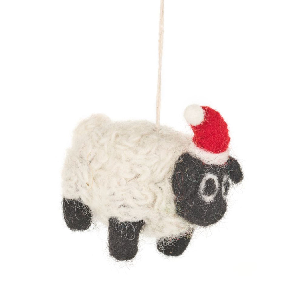Set of 4 Christmas Black Sheeps Hanging Decoration - Fair Trade and Eco Friendly