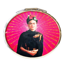 Load image into Gallery viewer, Doubled Pocket Mirror -Frida Pink Background By Wajiro Dream Mexipop Art Design

