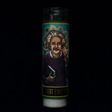 Load image into Gallery viewer, Albert Einstein Glass Candle lighted
