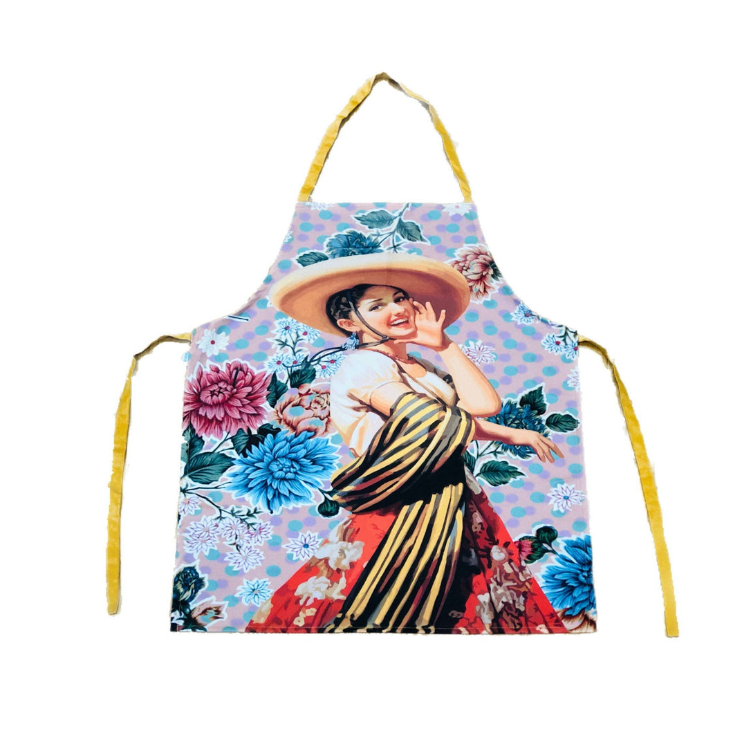 Mexican Lady with Traditional Dress Apron - MexiPop Art Design