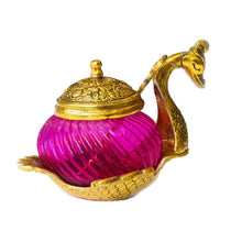 Load image into Gallery viewer, Pink and Golden Metal &amp; Glass Duck Bowl
