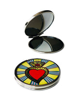 Load image into Gallery viewer, Doubled Pocket Mirror - Mexican Ex-Voto Heart By Wajiro Dream -Mexipop Art Design
