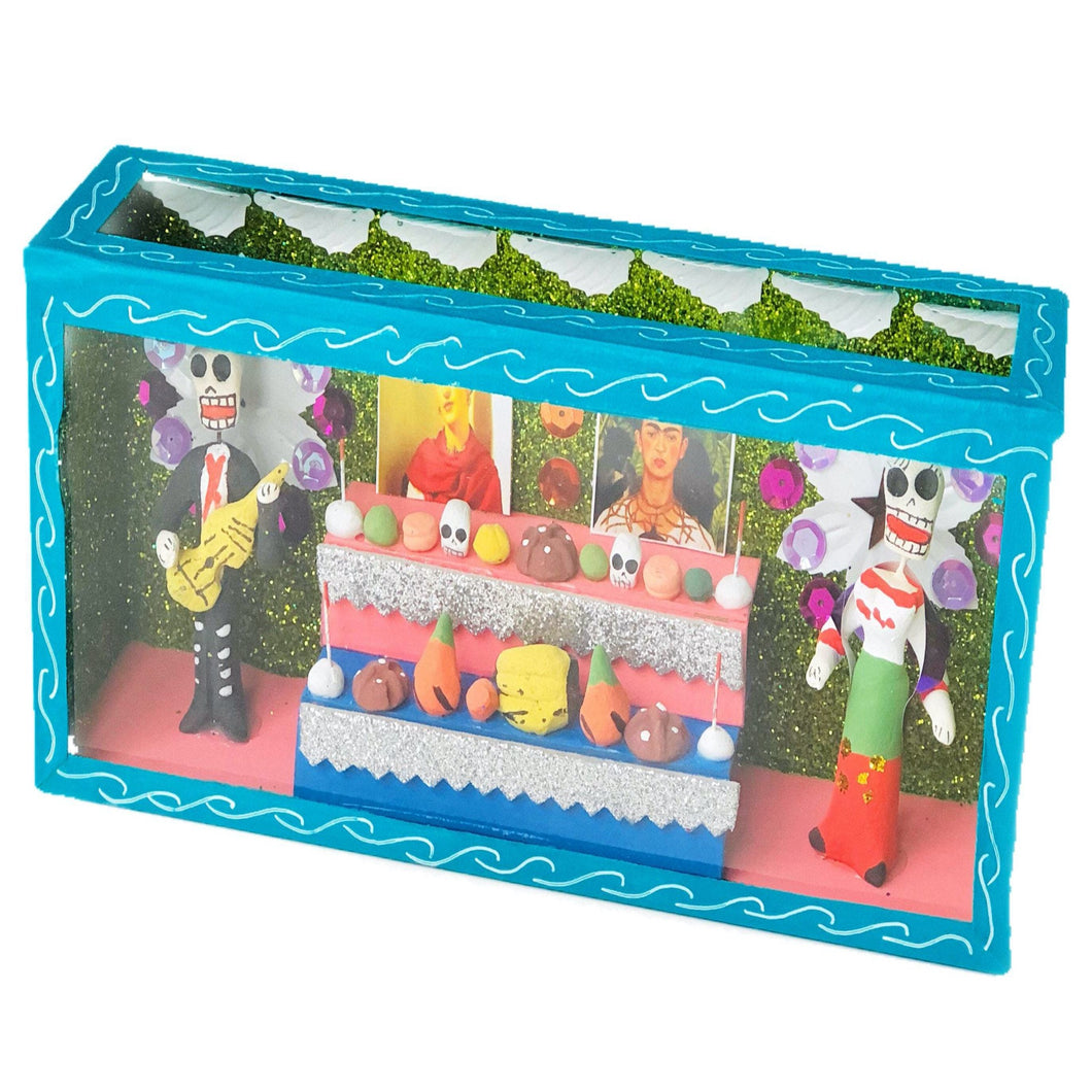 Mexican Wooden Box with Frida – Turquoise - Handmade in Mexico