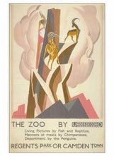 Load image into Gallery viewer, Set of 4 London Zoo Art for London Transport Book of Postcards
