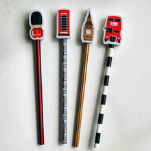 Load image into Gallery viewer, Set of 4 London Design Novelty Pencil and Eraser Set
