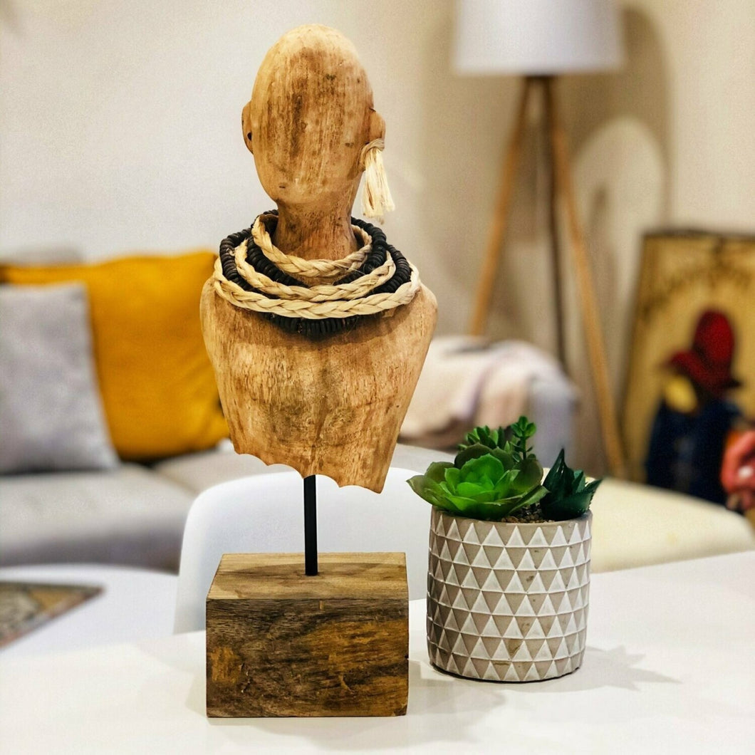African Wooden Bust Front Picture