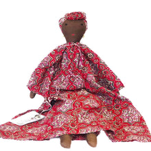 Load image into Gallery viewer, african lady doll with turban red colour fair trade and handmade

