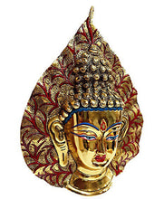 Load image into Gallery viewer, Golden Hanging Metal Leaf Buddha
