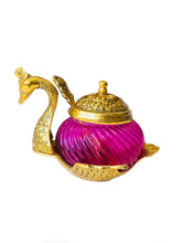 Load image into Gallery viewer, Pink and Golden Metal &amp; Glass Duck Bowl
