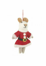 Load image into Gallery viewer, Set of 3 Mrs Santa Paws Novelty Hanging Decoration - Fair Trade and Eco Friendly &amp; Handmade Needle Felted Animal - Christmas

