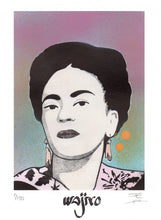 Load image into Gallery viewer, Mexican Frida Siligraphy Engraving - Watercolour and Spray by Wajiro Dream - Mexipop Art Design- 2019 Limited Edition 25x17.5cm
