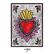 Load image into Gallery viewer, Milagro Espinas y Flores - Linocut and watercolour Engraving - 25x17.5cm - 2017 Limited Edition 2017 - Mexican Art
