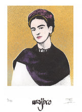 Load image into Gallery viewer, Mexican Frida Siligraphy Engraving - Watercolour and Spray by Wajiro Dream- Mexipop Art Design - 17.5x12.5 cms. - 2017  Limited Edition
