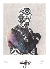 Load image into Gallery viewer, Mexican Wrestler Siligraphy Engraving - Watercolour and Spray by Wajiro Dream - 17.5x12.5 cms. - 2017  Limited Edition
