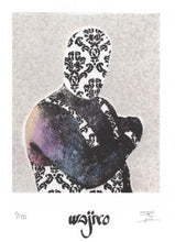 Load image into Gallery viewer, Mexican Wrestler Siligraphy Engraving - Watercolour and Spray by Wajiro Dream - 17.5x12.5 cms. - 2017  Limited Edition
